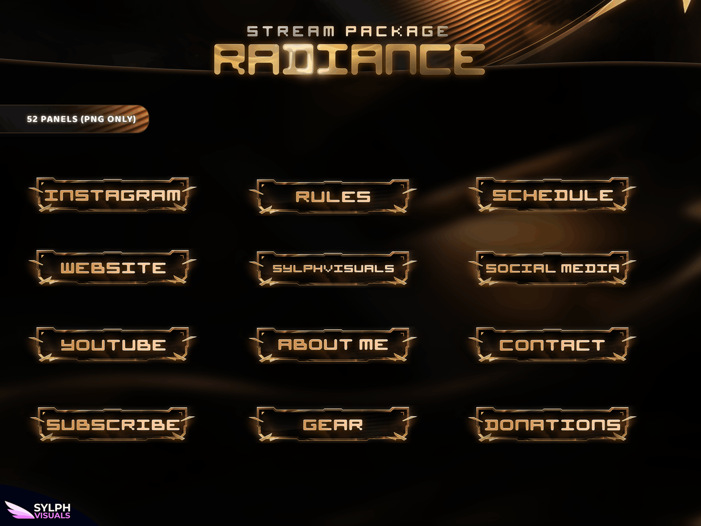 Radiance Panels and icons for Twitch and Kick