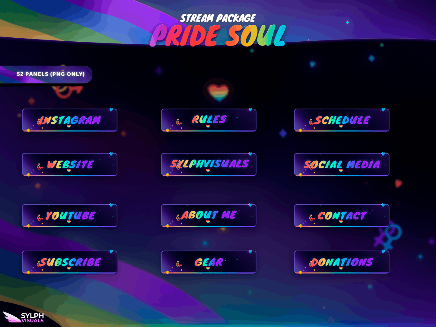 Pride Soul Panels and icons for Twitch and Kick