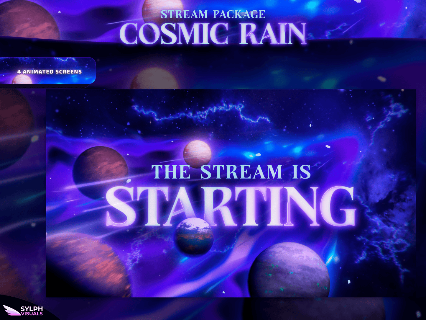 Cosmic Rain Animated Twitch Screens
