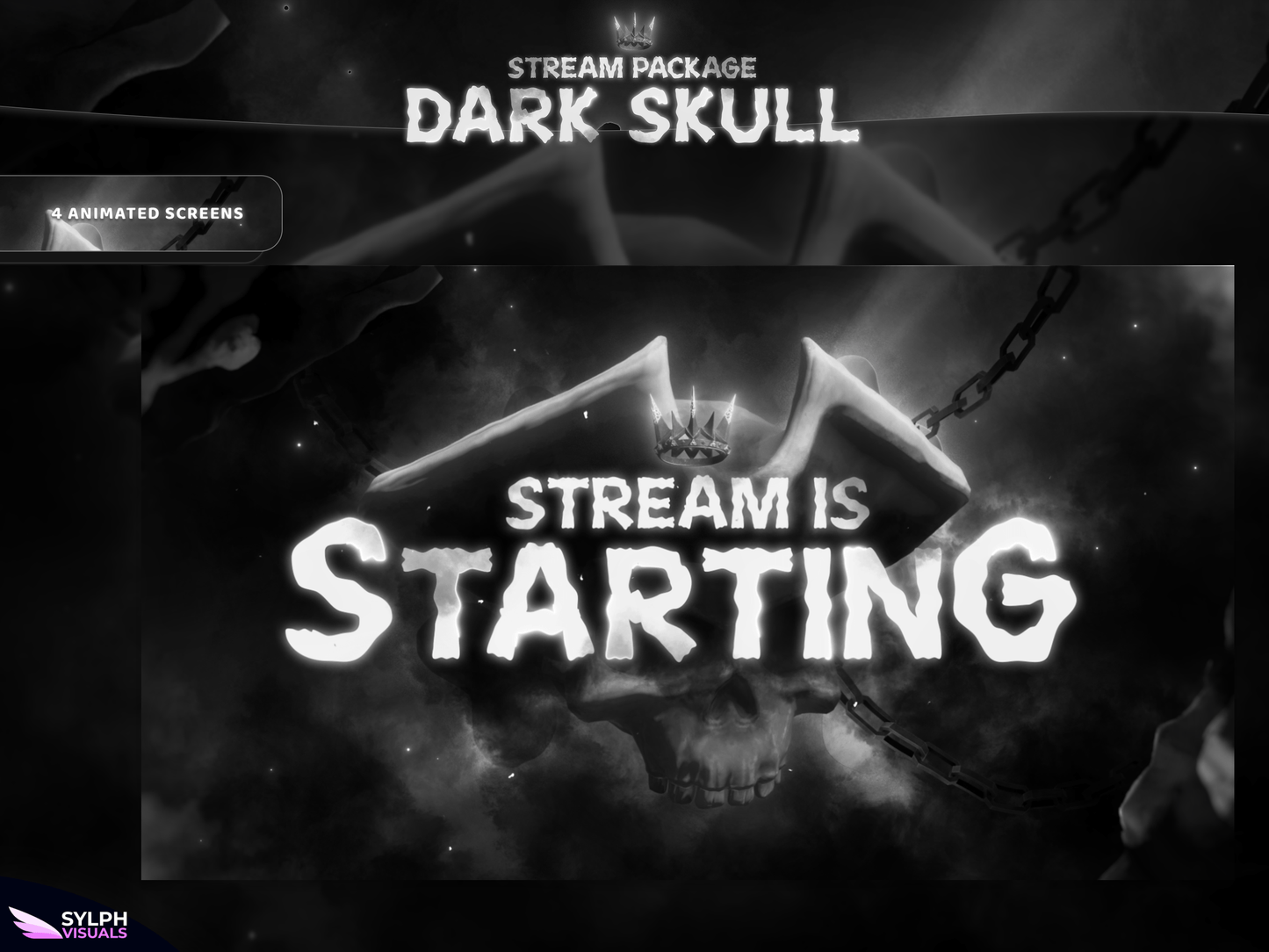 Dark Skull Animated Twitch Screens