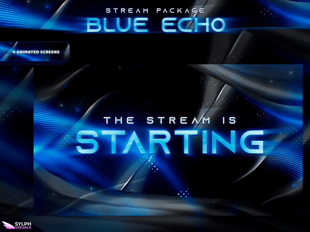 Stream Screen Blue Blue Echo Stream Overlay Package - SylphVisuals