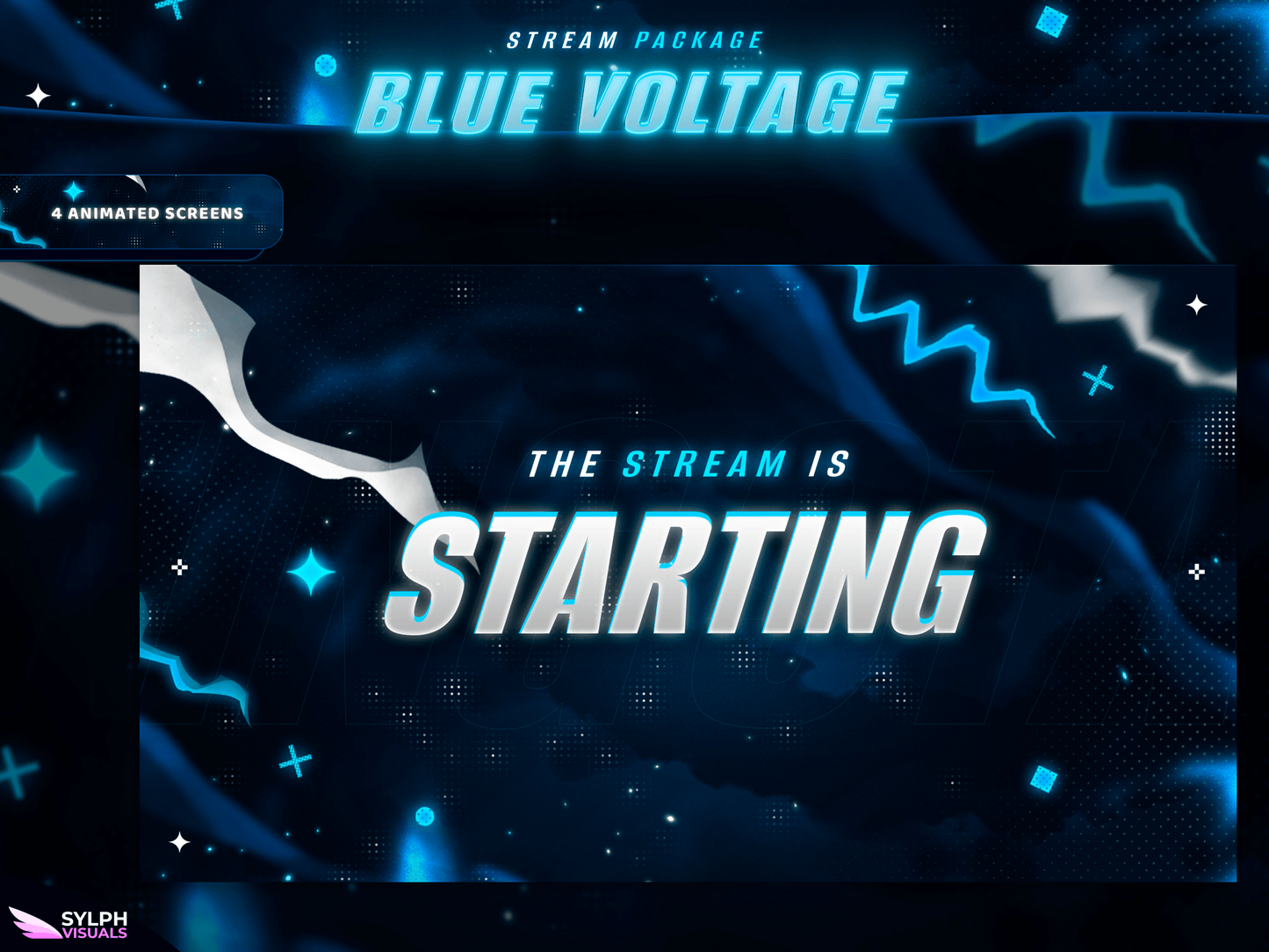 Blue Voltage Animated Twitch Screens