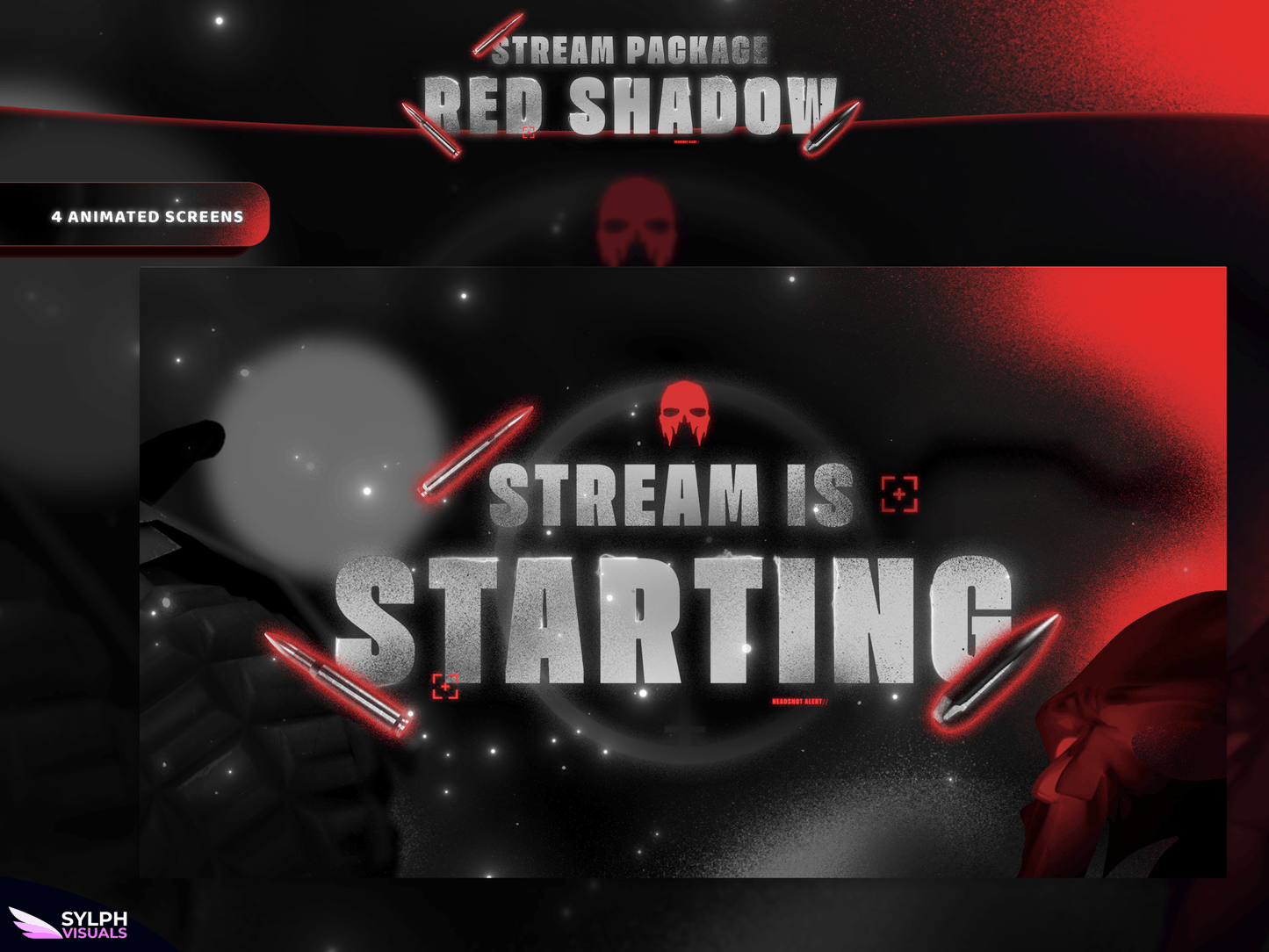 Red Shadow Animated Twitch Screens