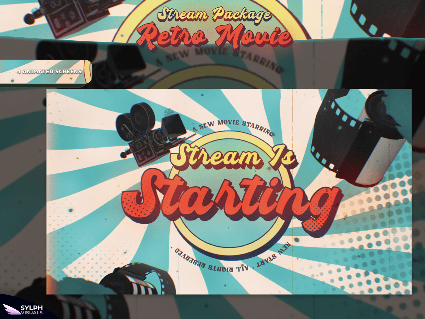Retro Movie Animated Twitch Screens