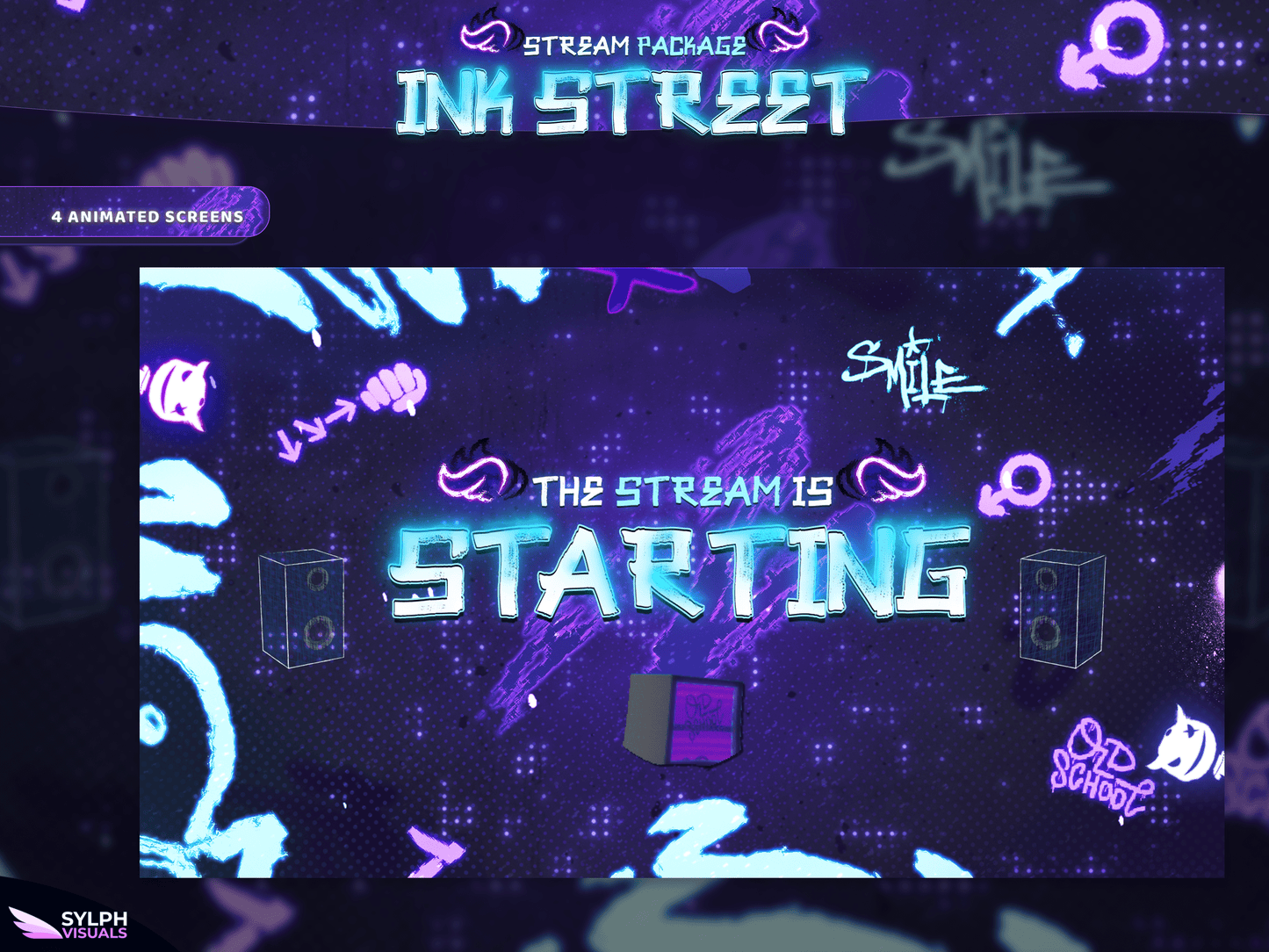 Ink Street Animated Twitch Screens
