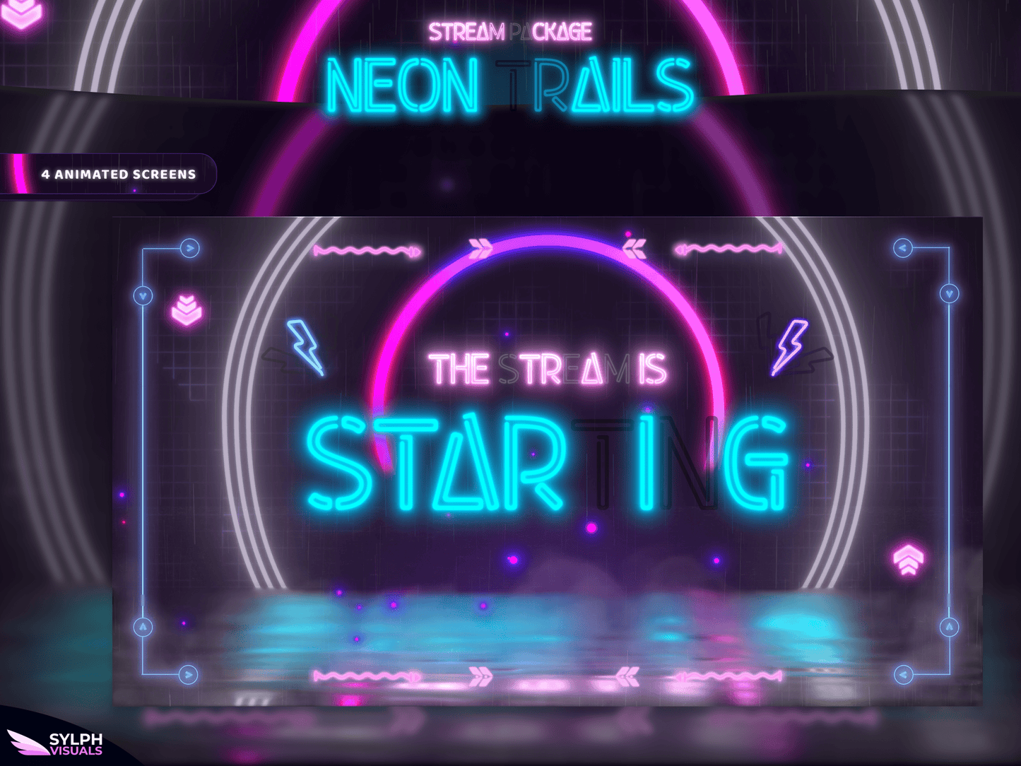 Neon Trails Animated Twitch Screens