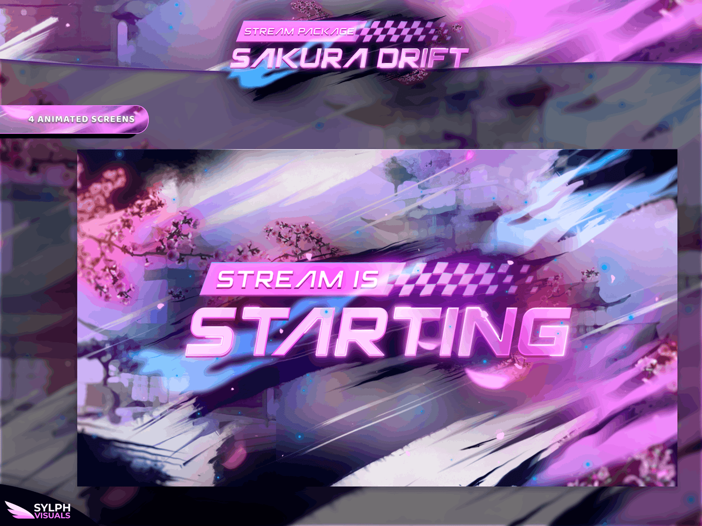 Sakura Drift Animated Twitch Screens