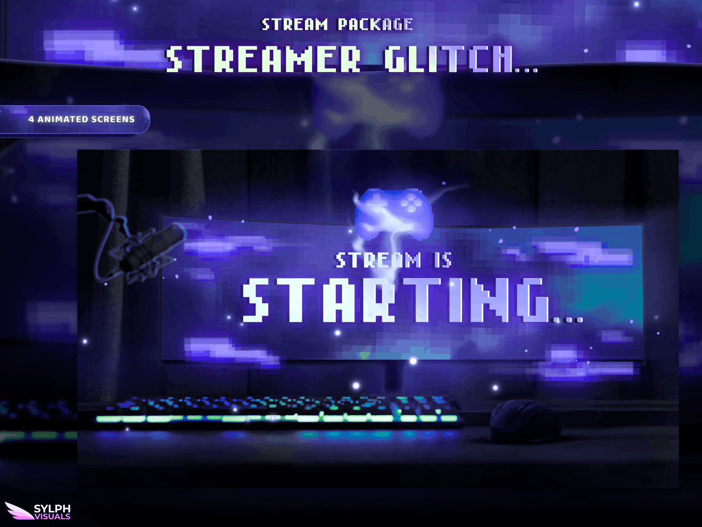 Streamer Glitch Animated Twitch Screens