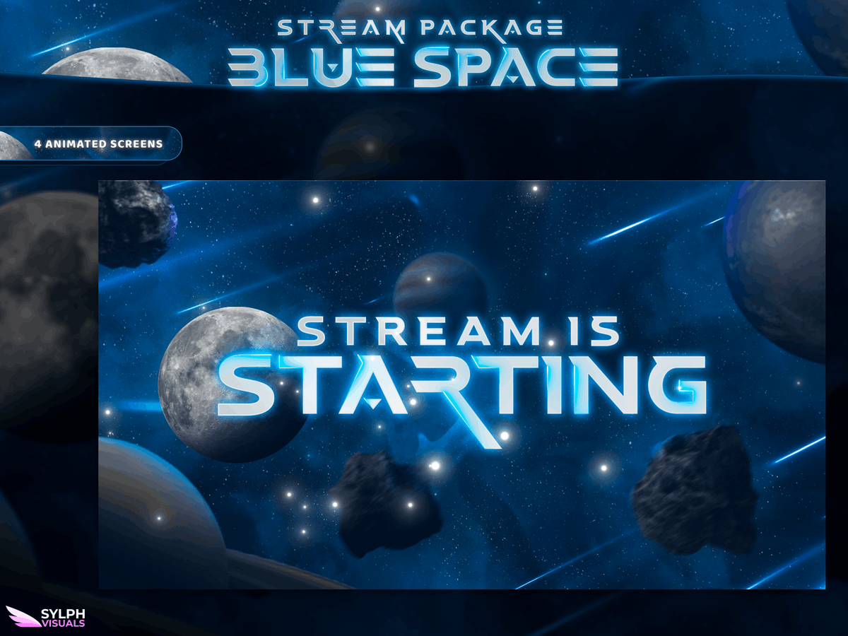 Blue Space Animated Twitch Screens