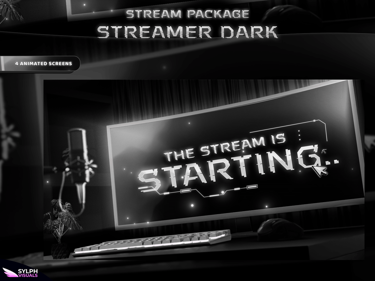 Streamer Dark Animated Twitch Screens