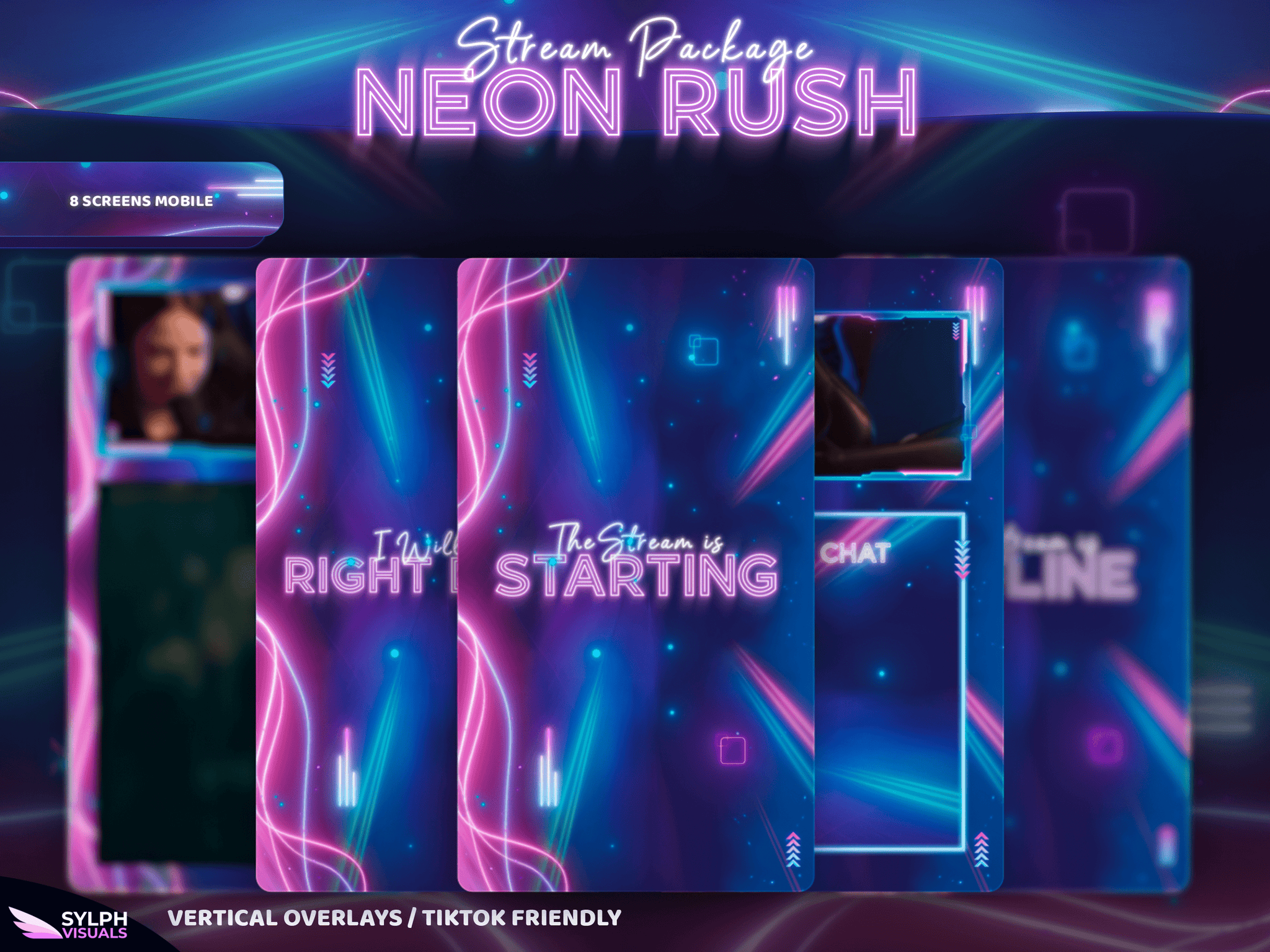 Neon Rush Vertical Overlays / TitkTok Friendly