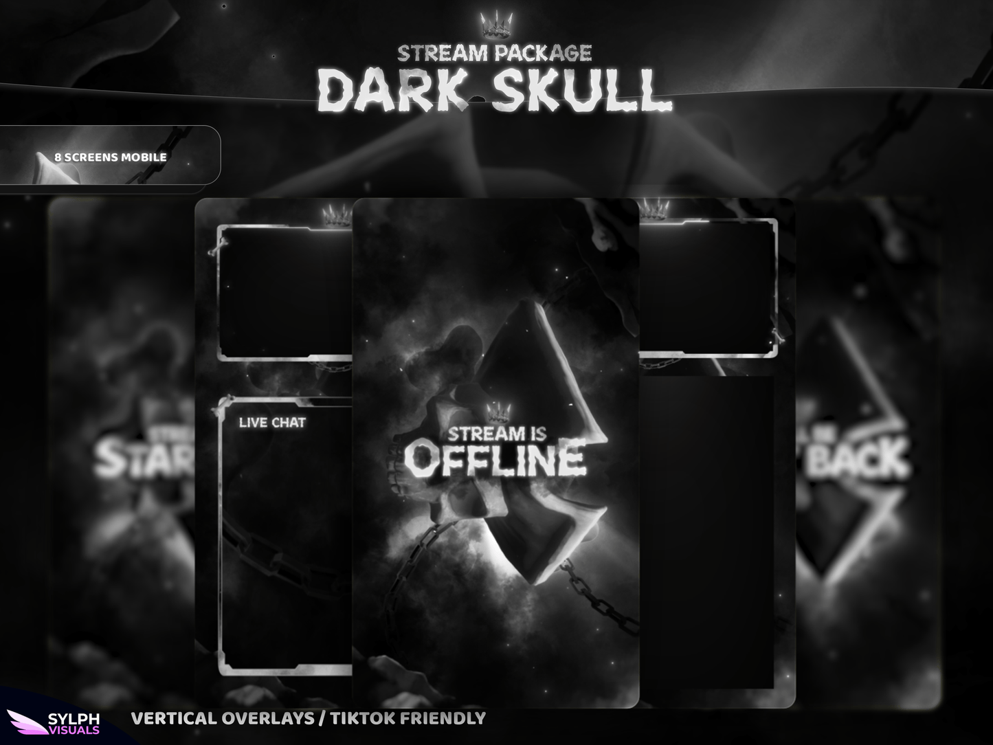Dark Skull Vertical Overlays / TitkTok Friendly