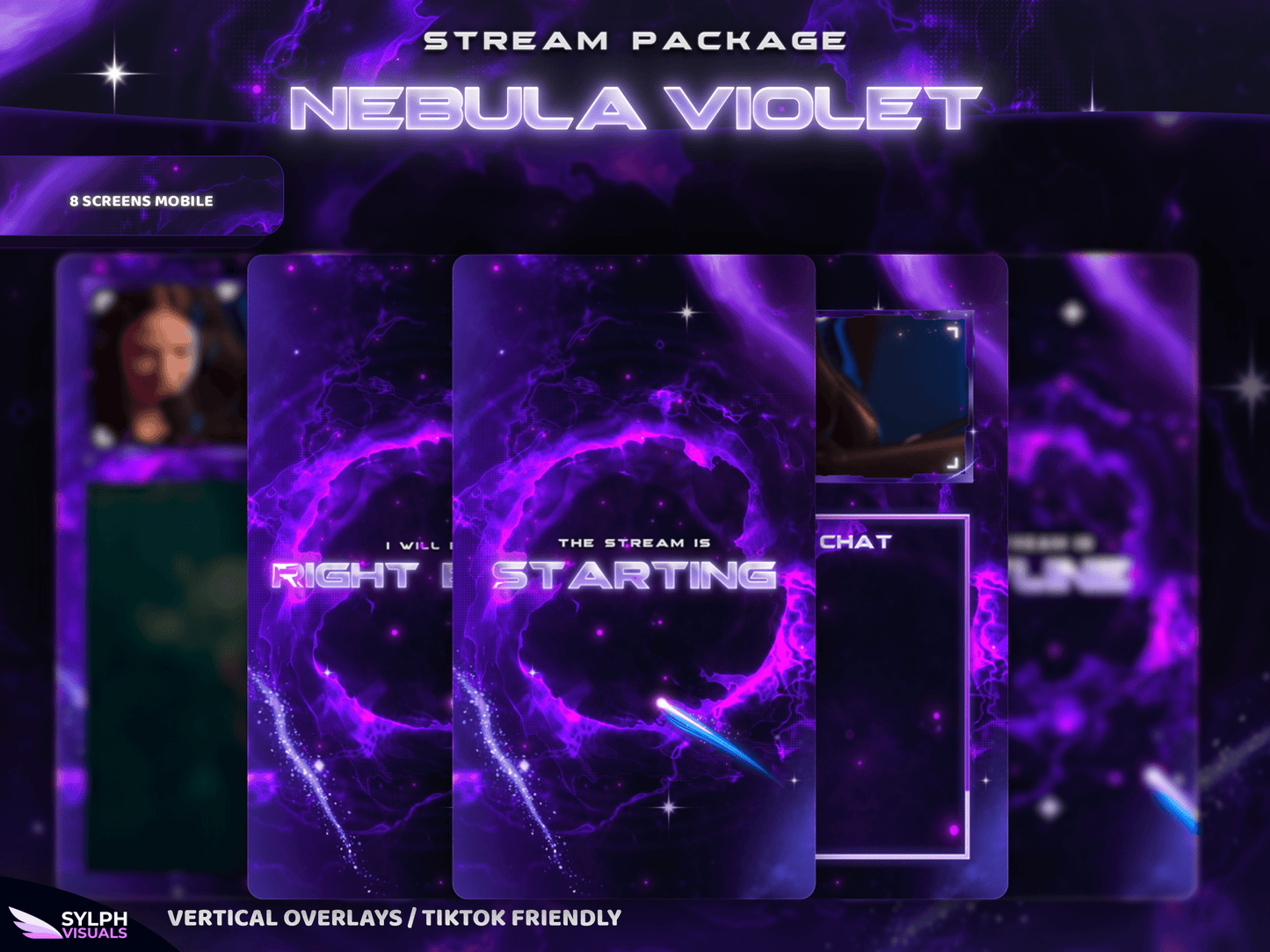 Nebula Violet Vertical Overlays / TitkTok Friendly