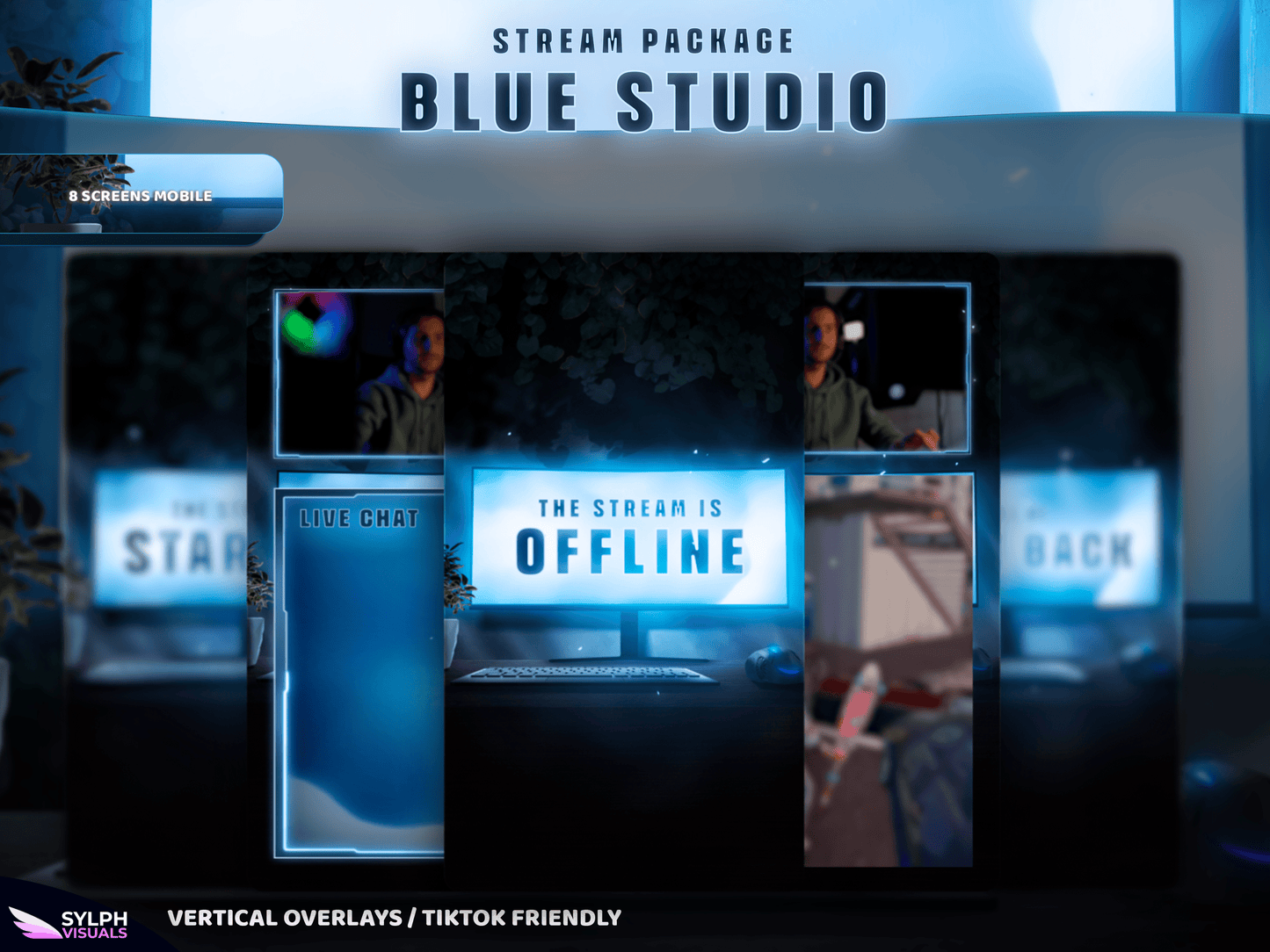 Blue Studio Vertical Overlays / TitkTok Friendly