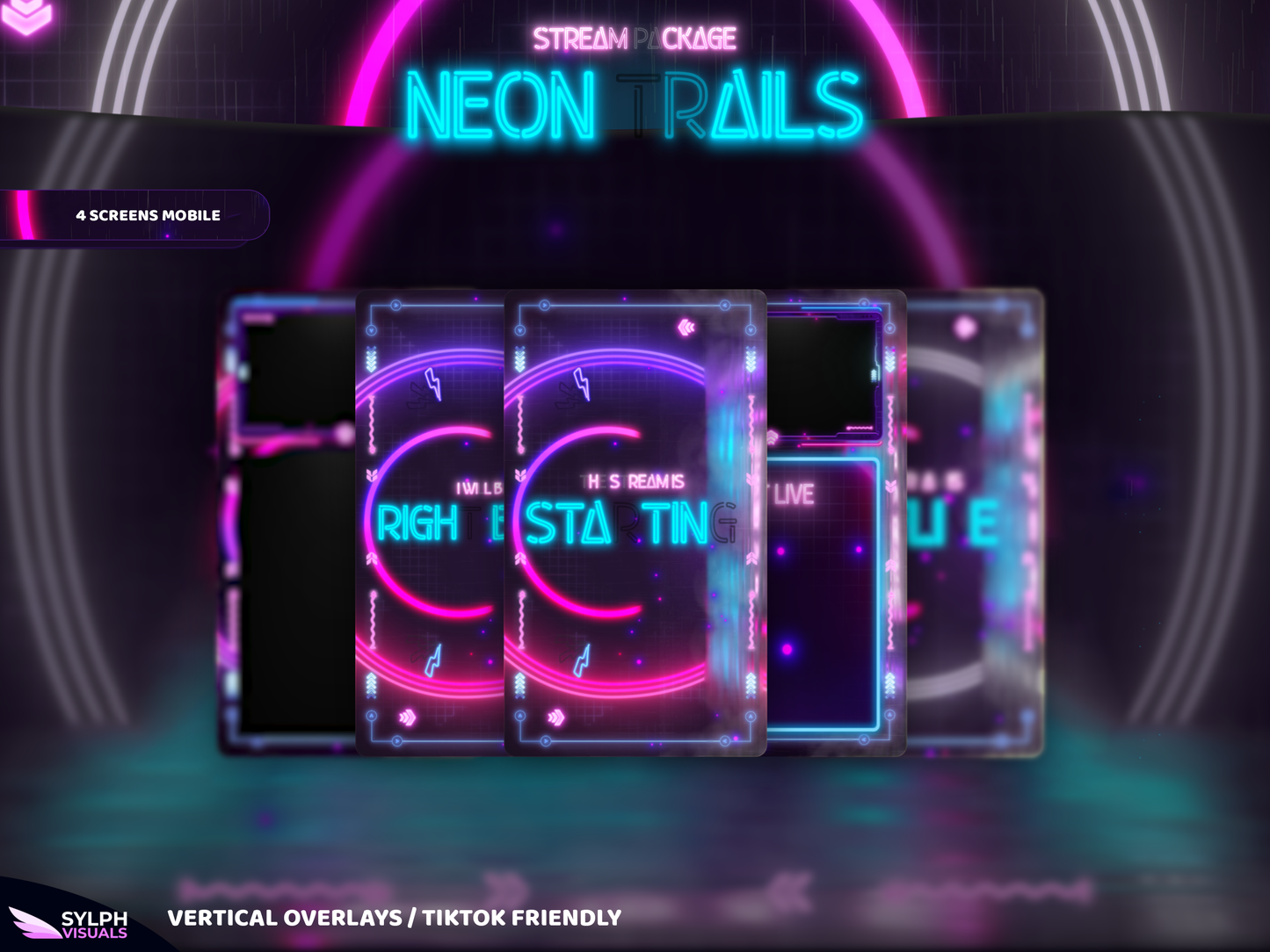 Neon Trails Vertical Overlays / TitkTok Friendly