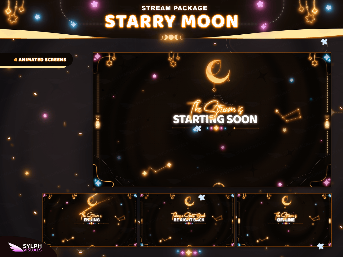 Starry Moon Stream Overlay Package