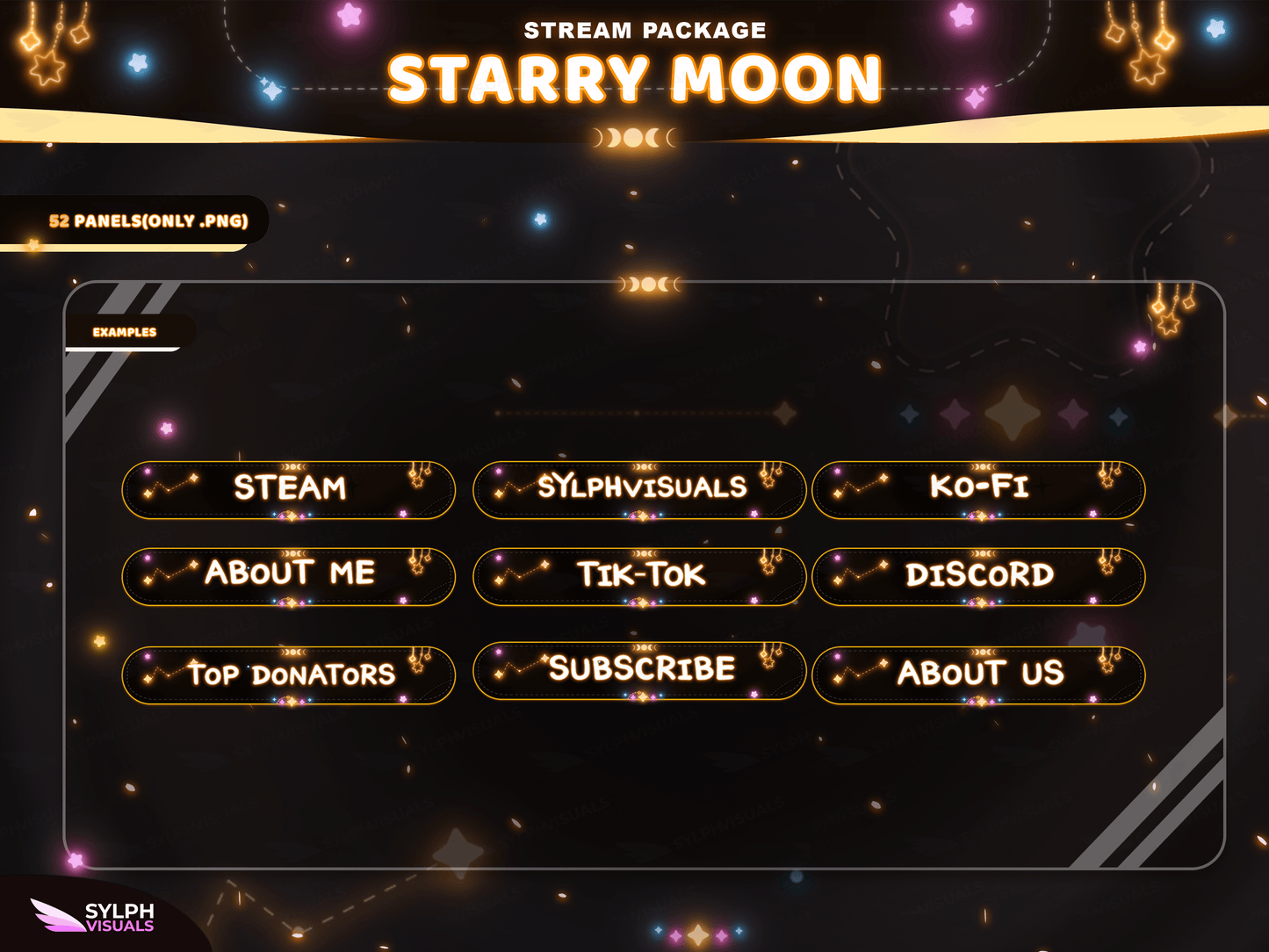 Starry Moon Stream Overlay Package