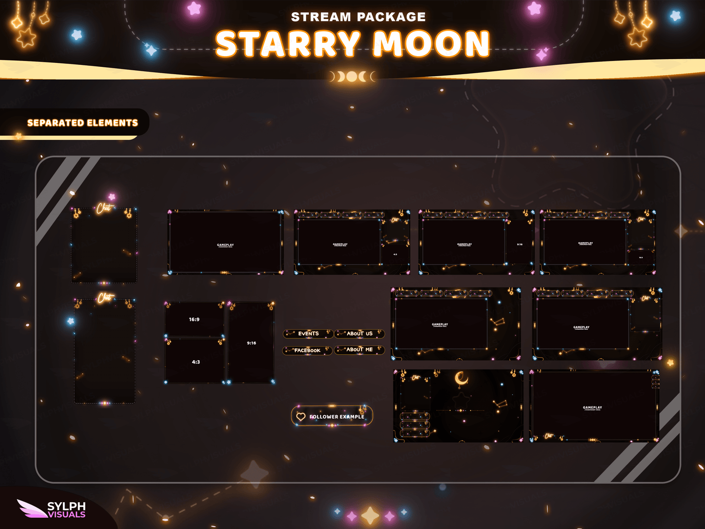 Starry Moon Stream Overlay Package