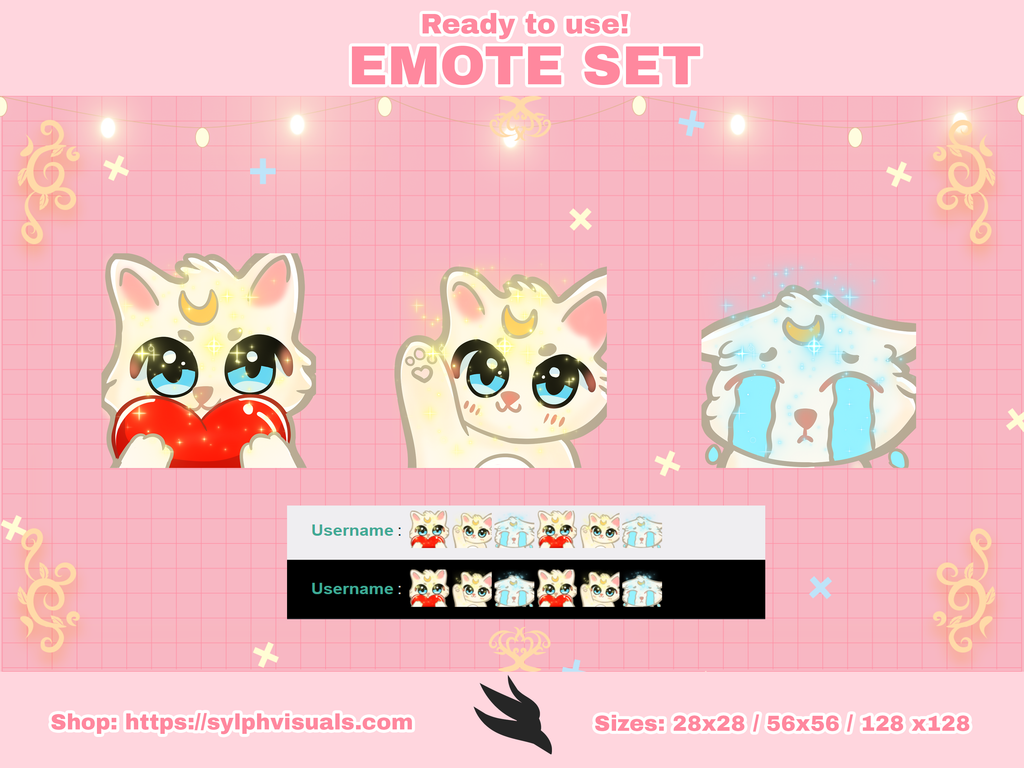 White Cute Cats Emote Set