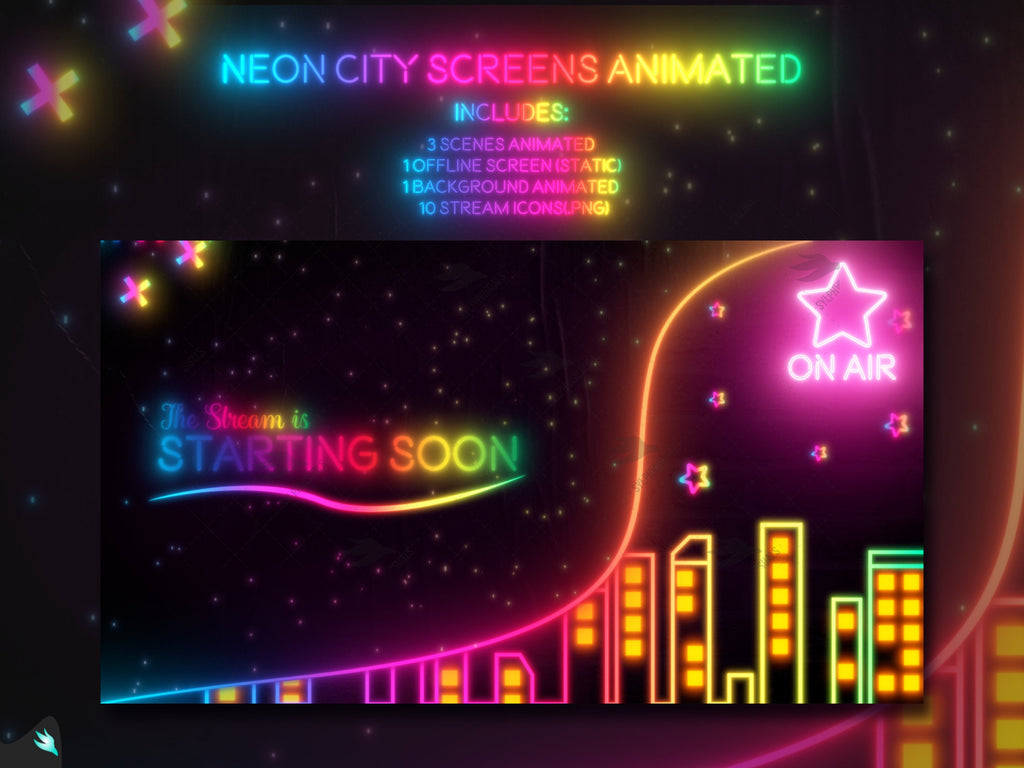 Neon City Animated Screens