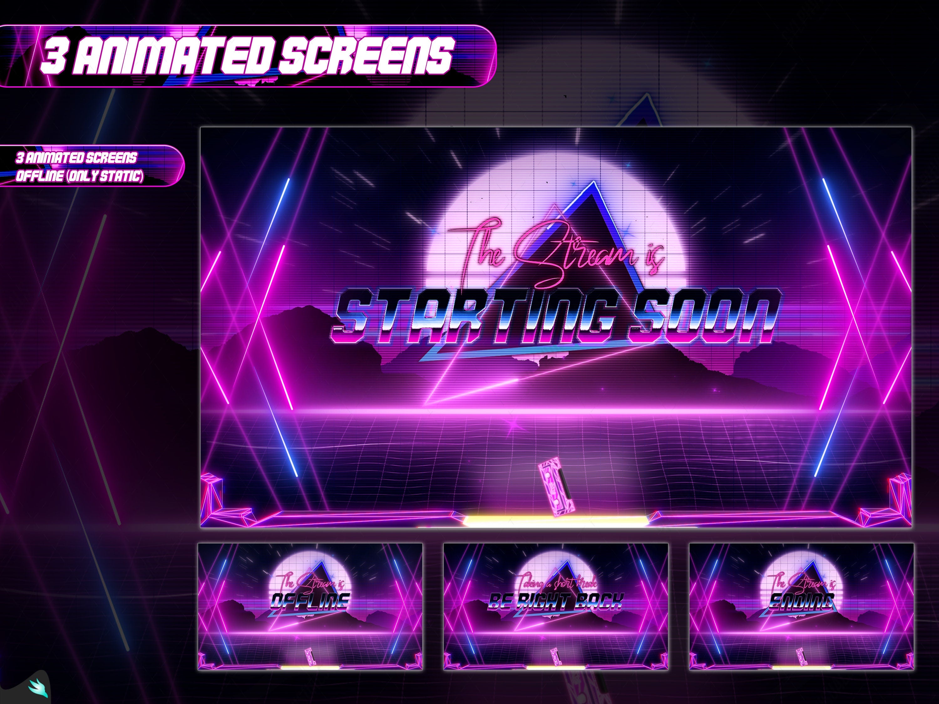 Neon Synthwave Stream Package – SylphVisuals