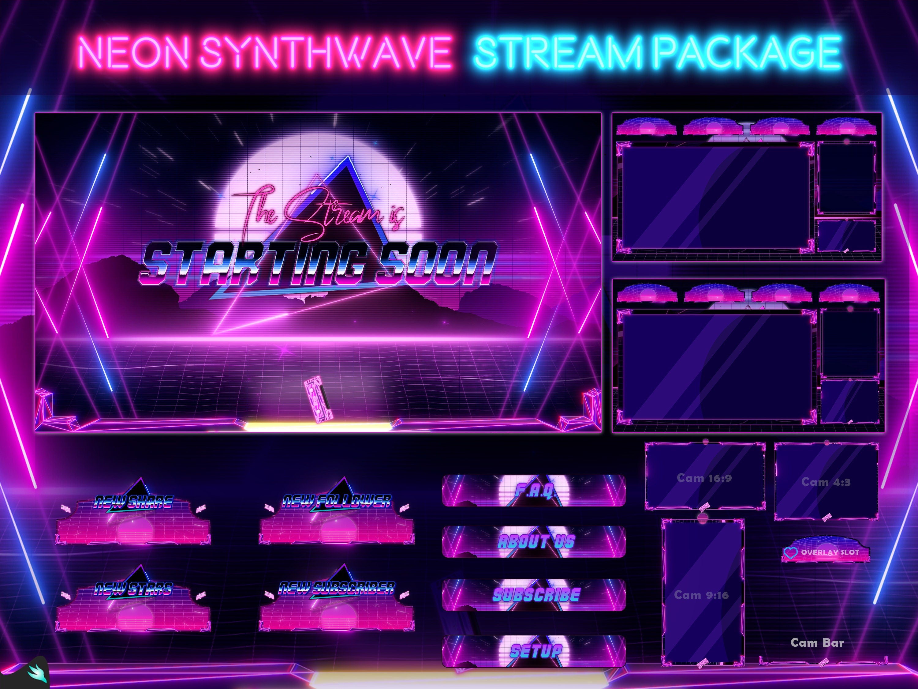 Neon Stream Neon Synthwave Stream Package – SylphVisuals
