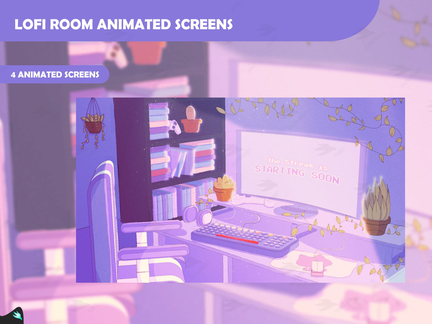 Lofi Room Purple Animated Screens