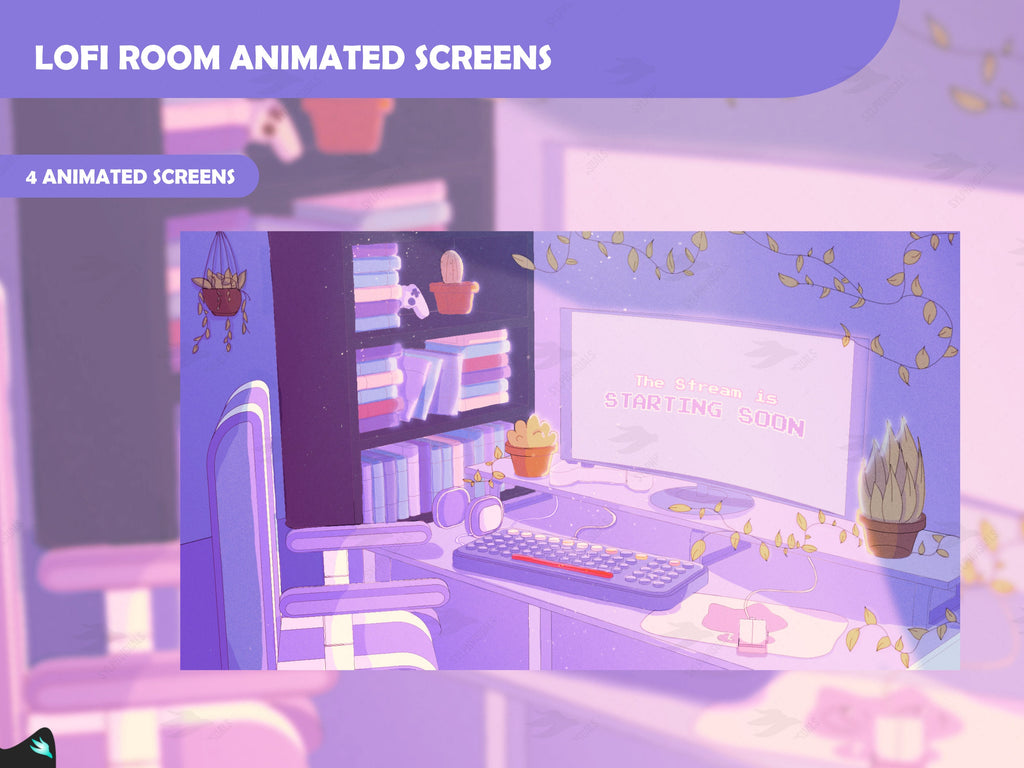 Lofi Room Purple Animated Screens