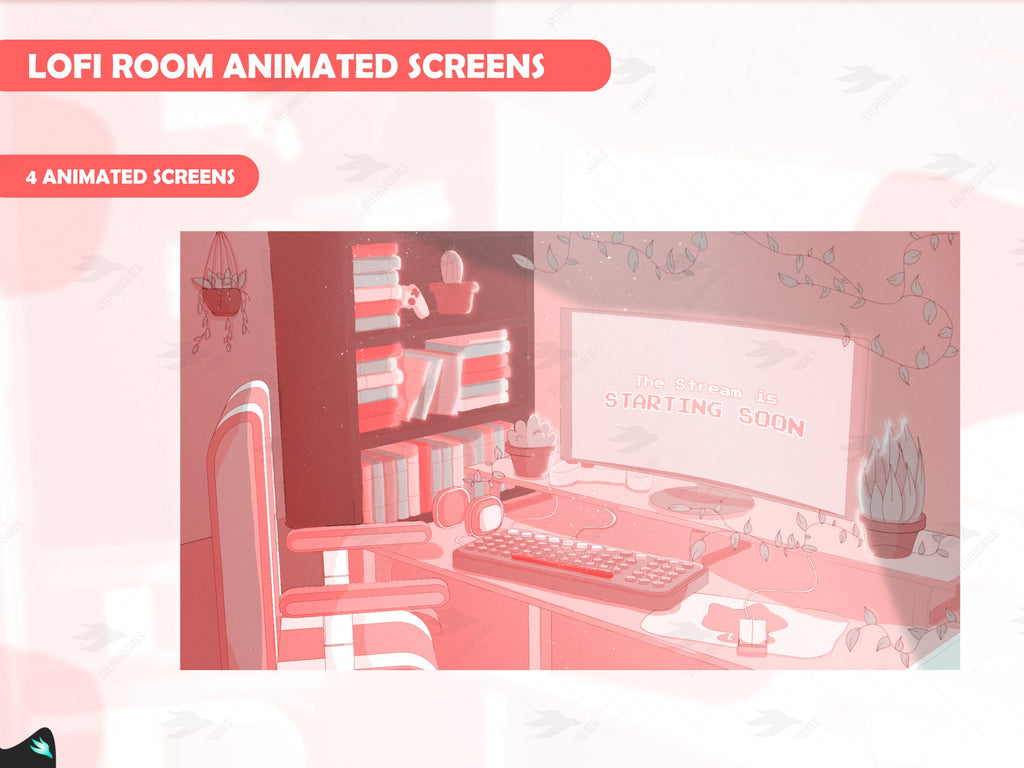 Lofi Room Red Animated Screens