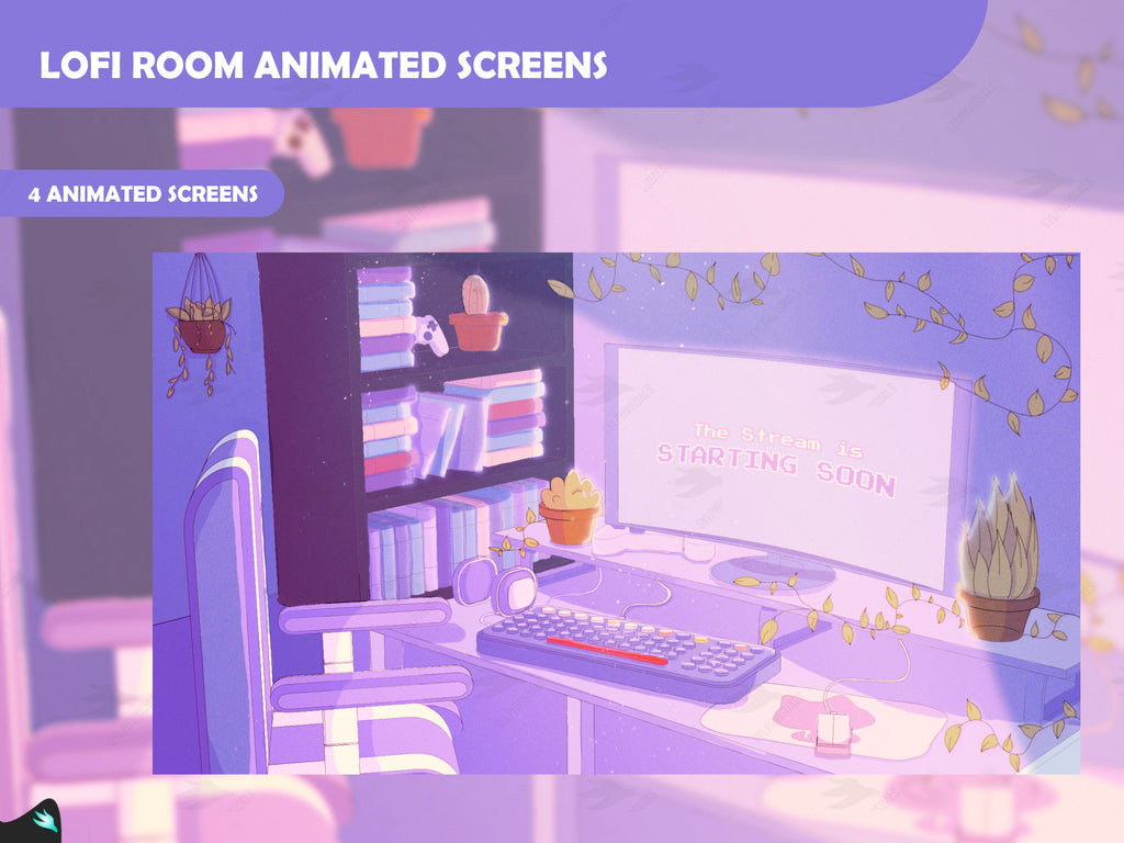 5x Animated Lofi Gaming Room Twitch Screen / Lofi Aesthetic 