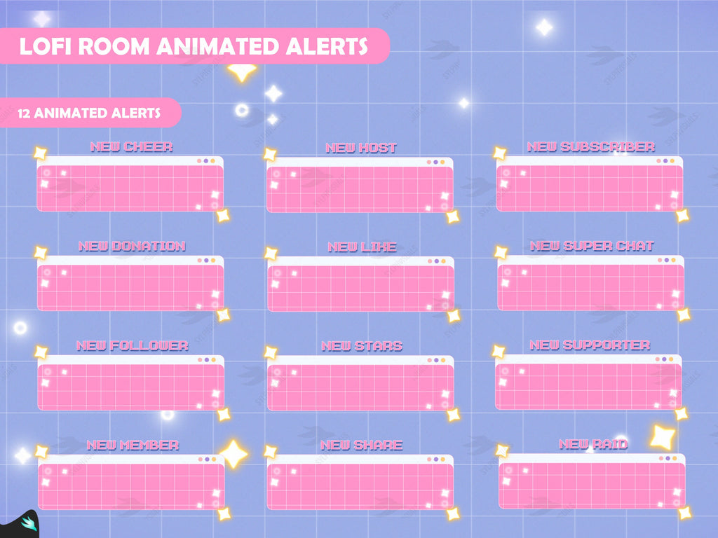  Lofi GamePlay Stream Package Pink Alerts