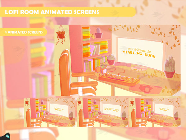 Lofi Room Yellow Animated Screens