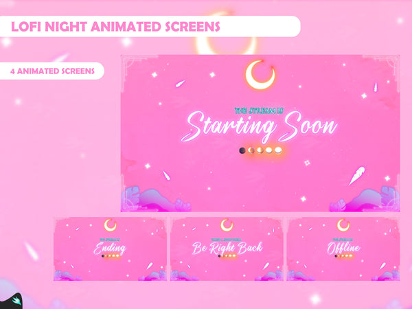 Lofi Night Pink Animated Screens