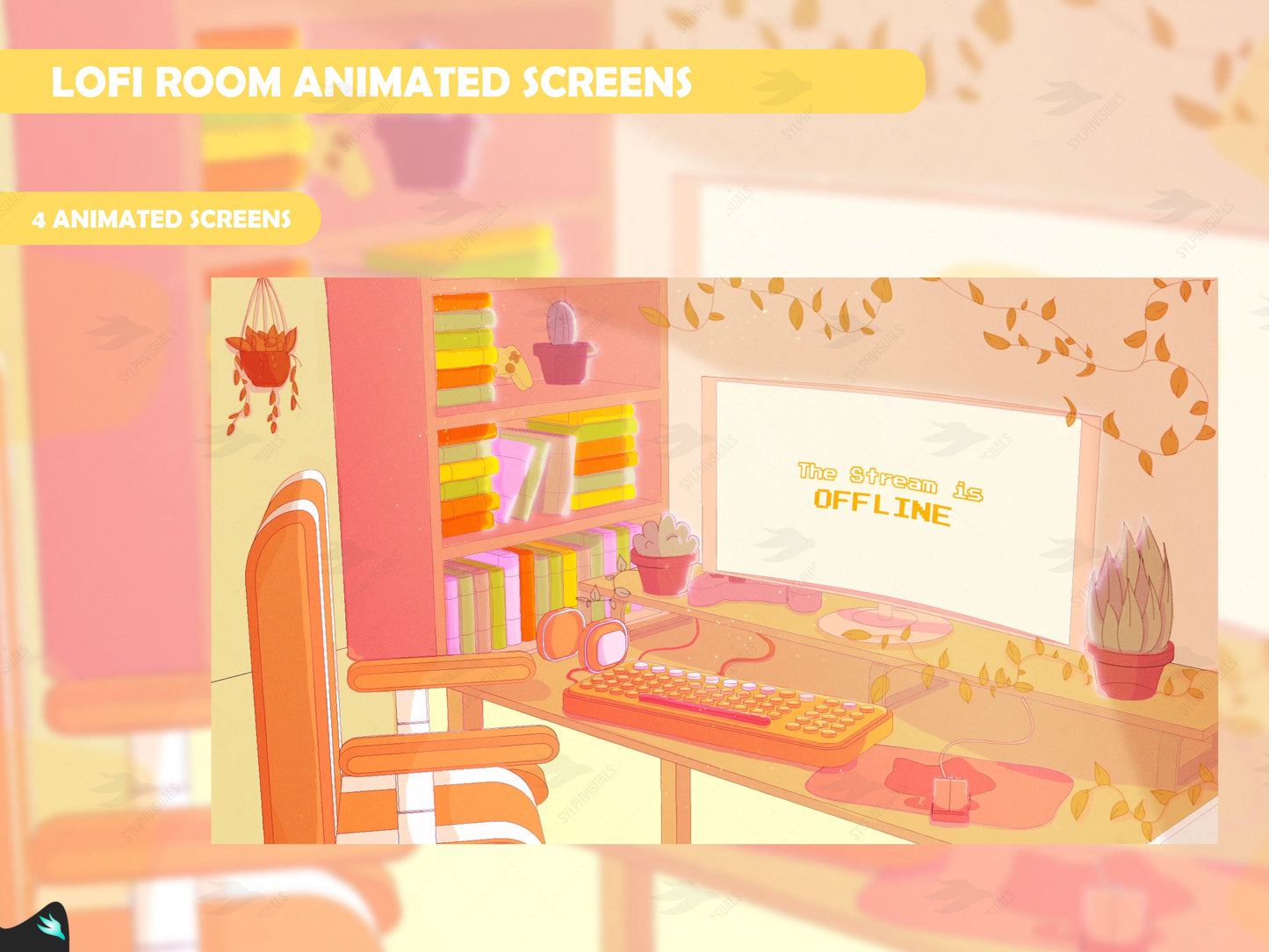 Lofi Room Yellow Animated Screens