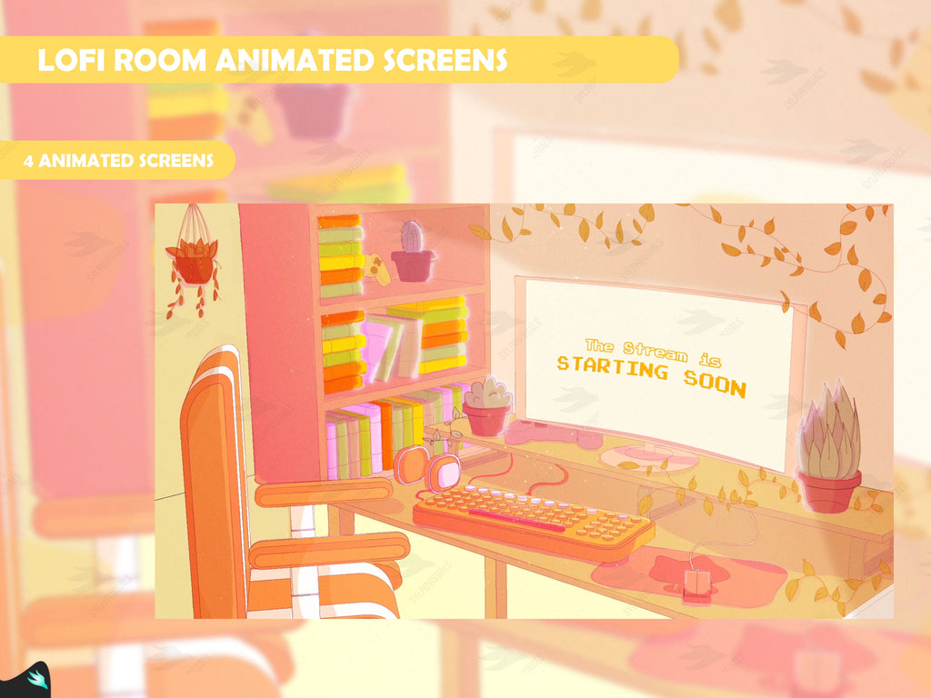 Lofi Room Yellow Animated Screens