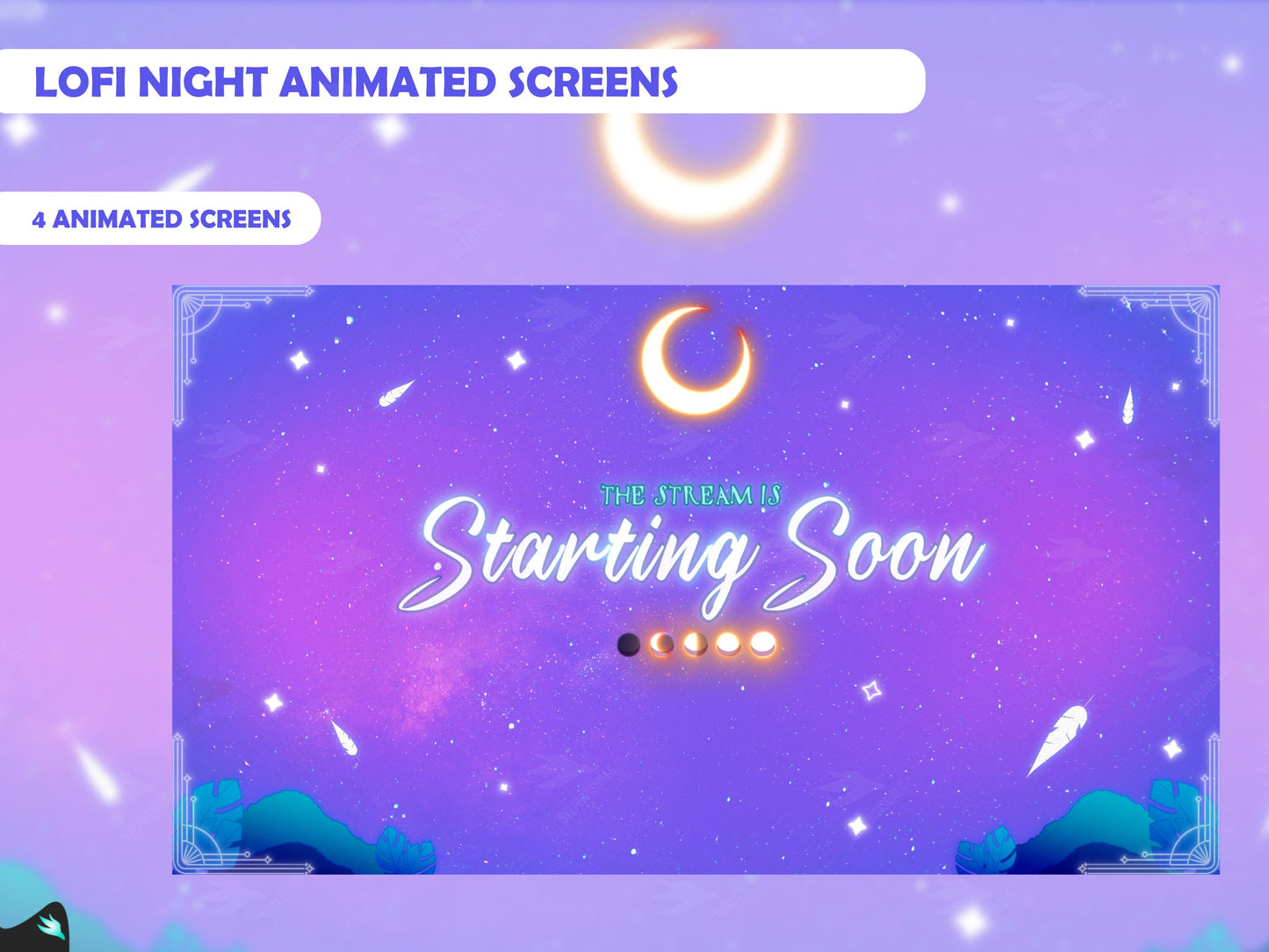 Lofi Night Light Purple Animated Screens
