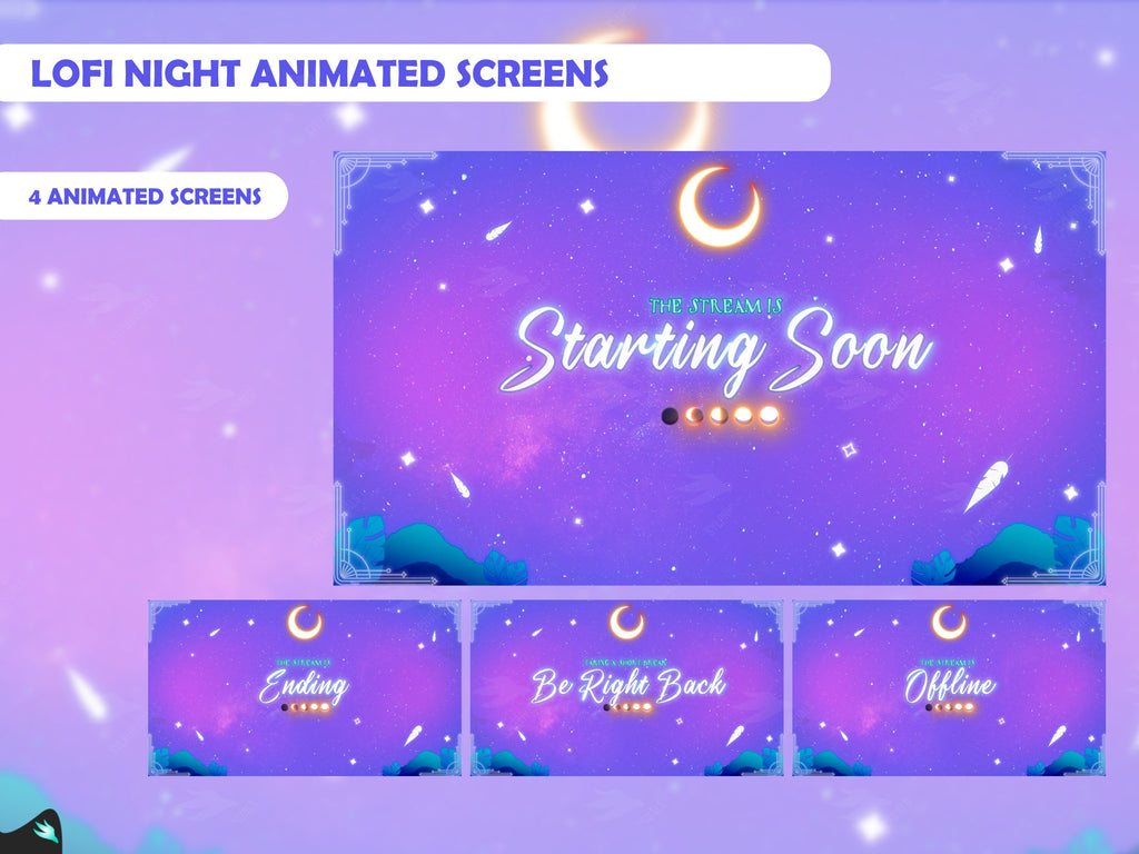 Lofi Night Light Purple Animated Screens