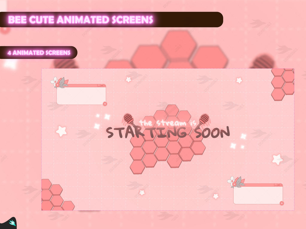 Cute Bee Pink Animated Screens