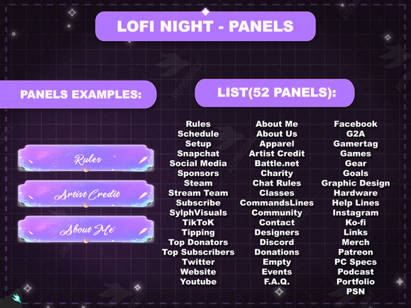 Lofi Night Light Purple Panels