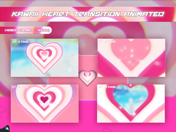 Kawaii Heart Stream Package Transition for OBS