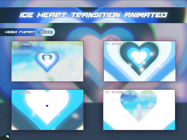  Ice Heart Stream Package Transition for OBS