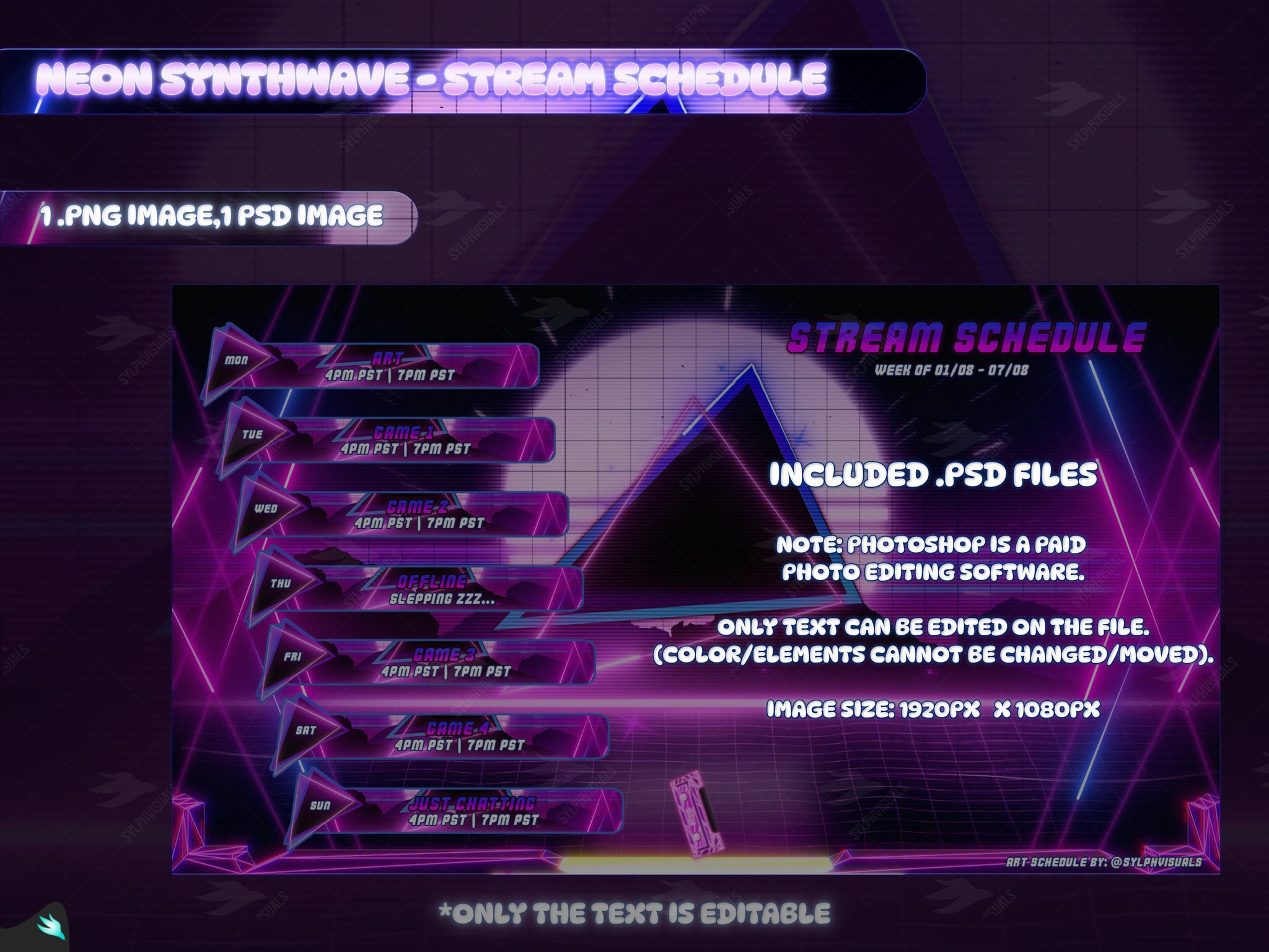 Neon Synthwave Stream Schedule