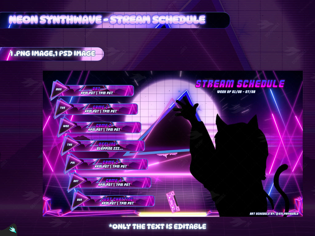 Neon Synthwave Stream Schedule