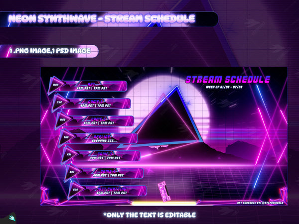 Neon Synthwave Stream Schedule