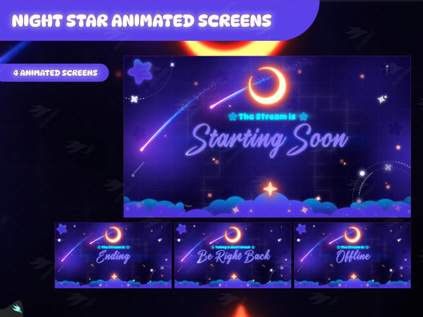 Night Star four animated twitch screens