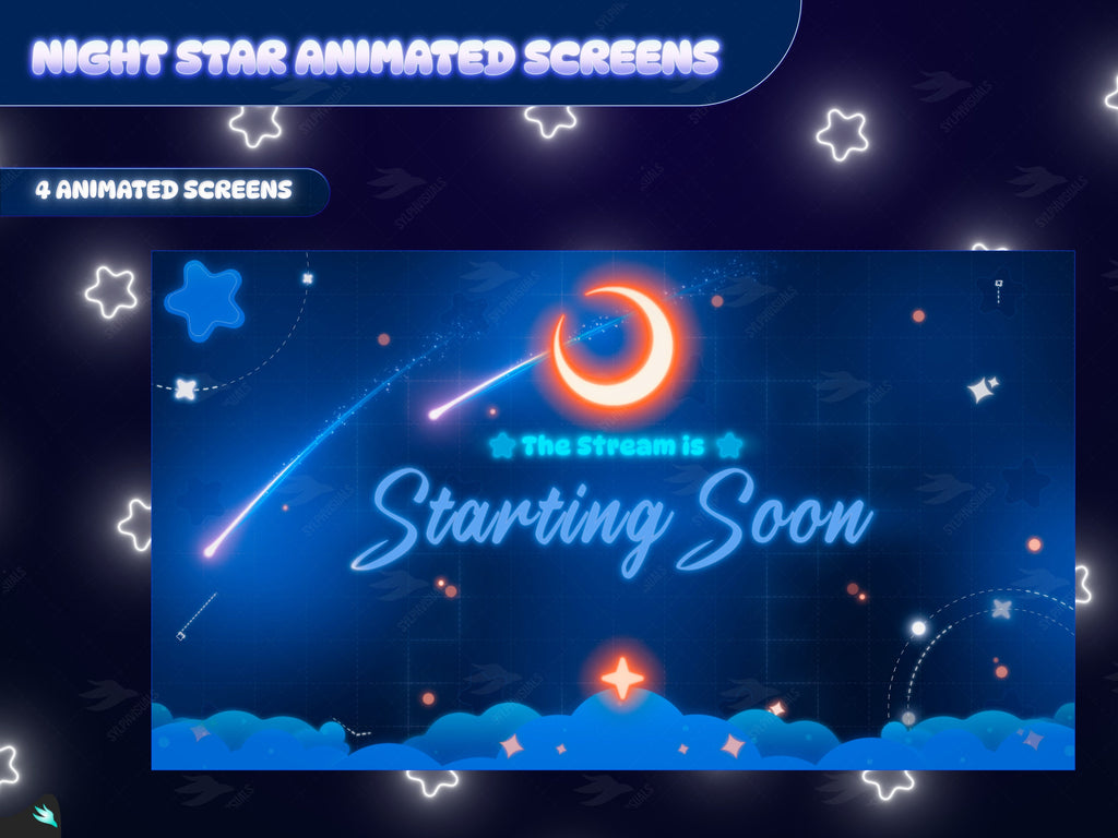 Night Star Blue starting soon twitch screen